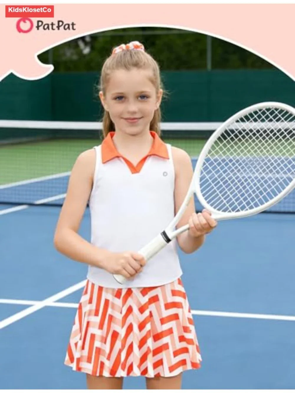 Girls 2-Piece Tennis Skort Outfit Sleeveless Polo Top with Built-In Shorts